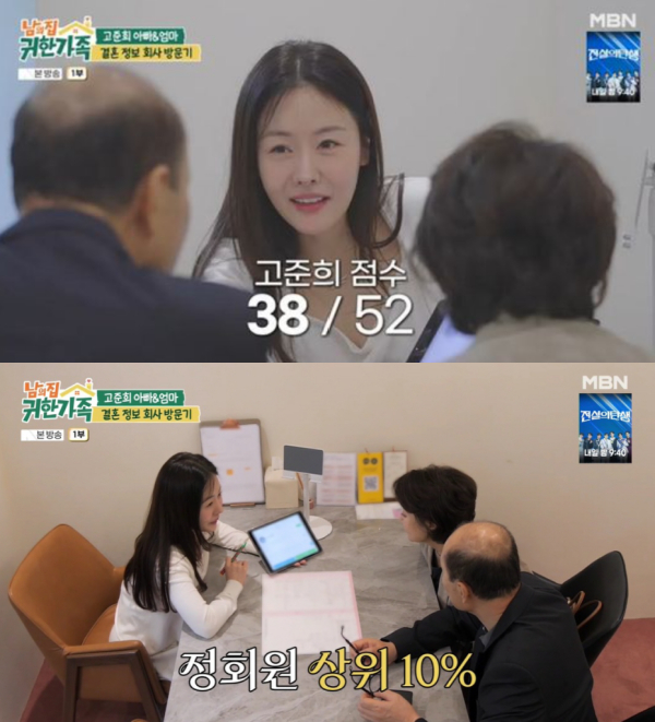 배우 고준희(40)의 부모님이 딸의 결혼을 위해 결혼정보회사를 찾았다./사진=MBN '남의 집 귀한 가족'