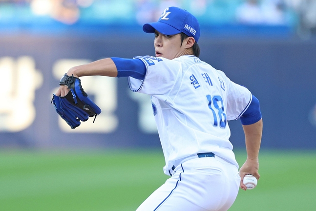 16일 키움전에 등판한 원태인. /사진=삼성 라이온즈