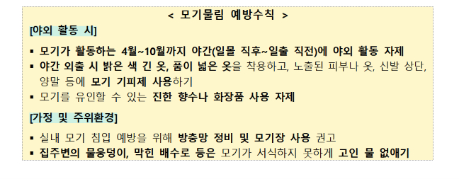 모기물림 예방수칙./사진=질병관리청