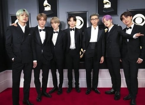 지난 2020년 제61회 그래미 시상식에 참석한 방탄소년단, 사진제공=빅히트뮤직