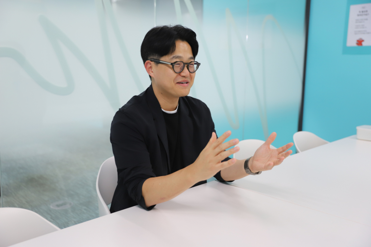 지난 5일 소강섭 와디즈파트너스 대표가 판교에 위치한 본사에서 머니투데이와 인터뷰를 진행하는 모습./사진제공=와디즈파트너스