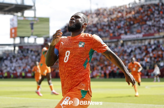 21일 캐나다 토론토 스타디움에서 열린 2026 FIFA 북중미 월드컵 조별리그 E조 2차전 독일전에서 선제골을 넣은 코트디부아르 프랑크 케시에. /사진=뉴스1
