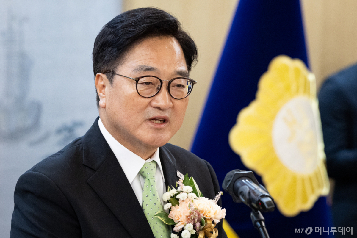 우원식 국회의장이 지난달 29일 서울 여의도 국회에서 열린 제22대 국회 전반기 국회의장단 퇴임식에서 퇴임사를 하고 있다./사진=뉴스1