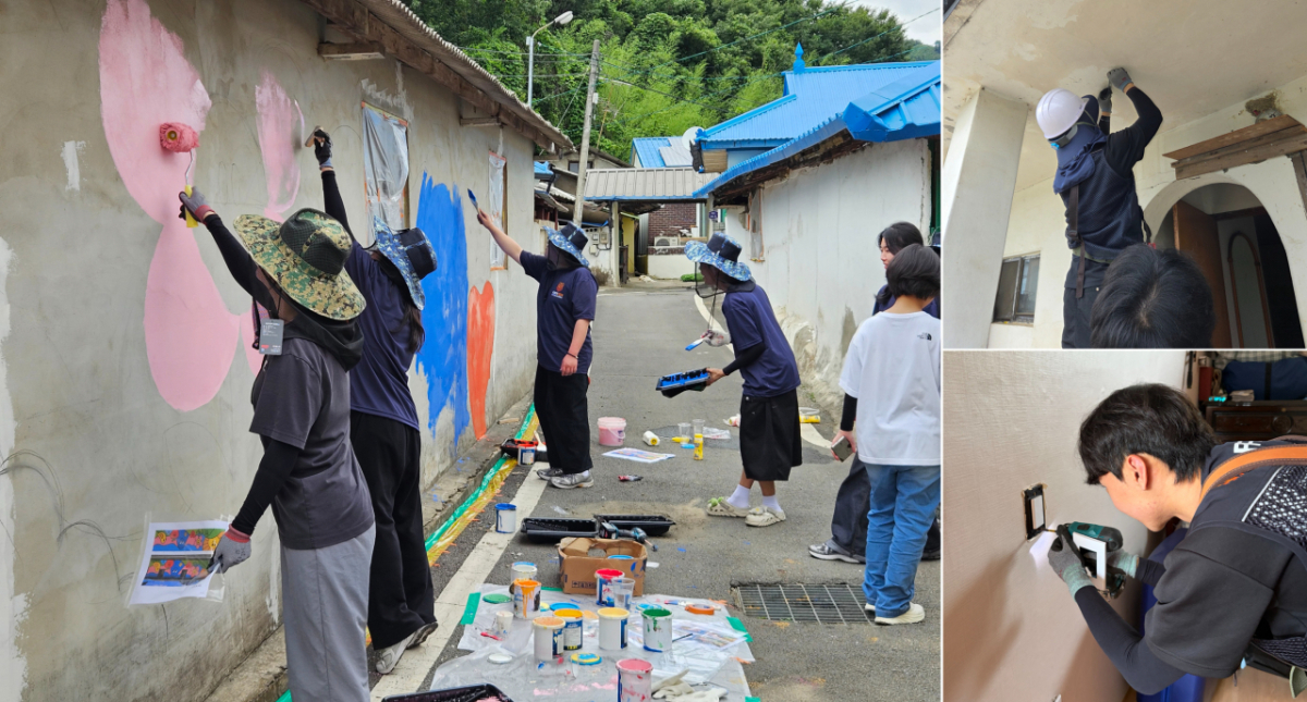 한기대 기술연구원과 학생들의 봉사 모습./사진제공=한기대