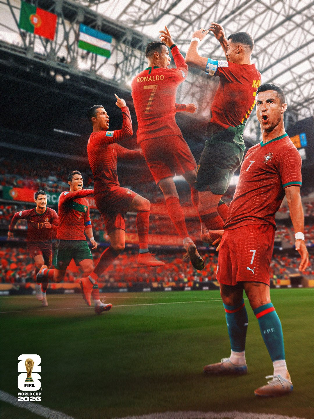 지난 2006 국제축구연맹(FIFA) 독일 월드컵(왼쪽)부터 2026 FIFA 북중미 월드컵까지 사상 최초로 월드컵 6개 대회 연속 득점에 성공한 크리스티아누 호날두. /사진=FIFA 월드컵 SNS 캡처