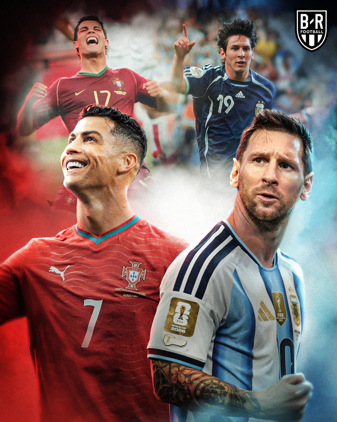 2026 FIFA 북중미 월드컵을 통해 6회 연속 월드컵 본선에 나선 크리스티아누 호날두(왼쪽)와 리오넬 메시. /사진=BR풋볼 SNS 캡처
