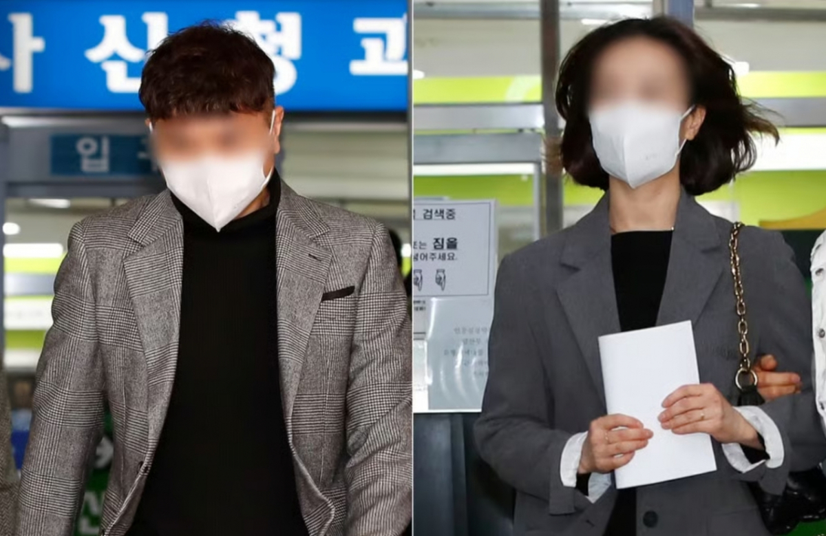 방송인 박수홍씨 출연료 등 61억원을 횡령한 혐의로 재판에 넘겨진 박씨 친형 부부가 2024년 2월14일 서울 마포구 서울서부지방법원에서 1심 선고 공판을 마친 뒤 법원을 나서고 있다. /사진=뉴스1
