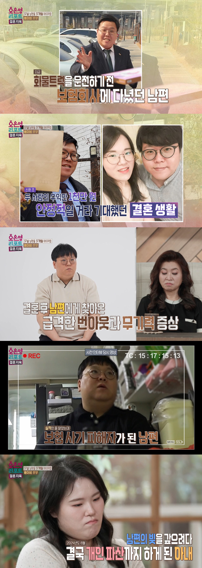 마약성 진통제를 먹을 정도로 아픈데도 37살 남편을 아기처럼 보살피고 집안일까지 책임지는 아내가 욱하는 남편에 대한 고민을 털어놨다.  /사진=MBC '오은영 리포트-결혼지옥' 방송 화면