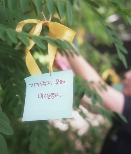 불법 도살로 숨진 개에게 '다온이'란 이름이 생겼다. 추모하는 도로시지켜줄개 활동가들의 모습./사진=도로시지켜줄개 인스타그램(@dorothyrescue)