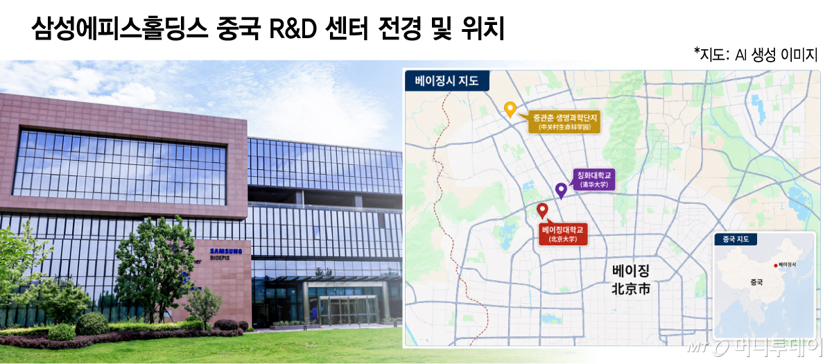 삼성에피스홀딩스 중국 R&D 센터 전경 및 위치/그래픽=이지혜