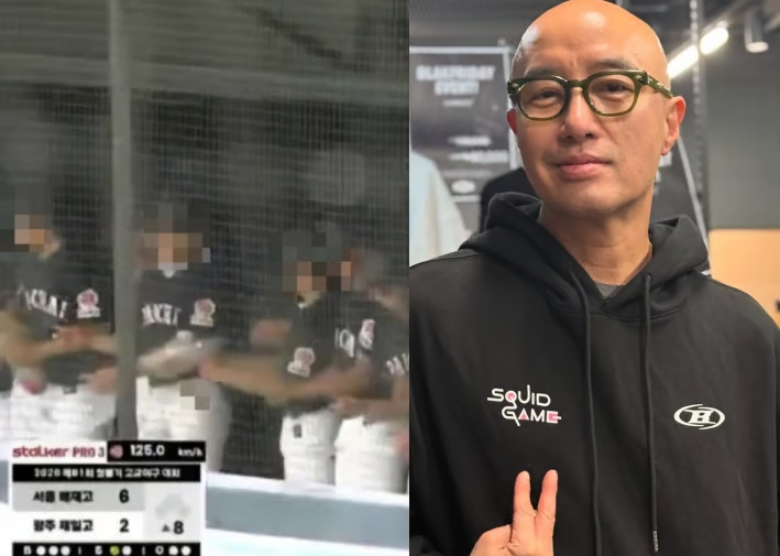 (왼쪽)지난달 29일 제81회 청룡기 전국고교야구선수권대회에서 배재고 선수들이 '스타벅스 가야지'라는 응원 구호를 외쳐 논란이 일었다. 이에 대해 방송인 홍석천이 "학생들이 직접 광주를 찾아가 사과하라"고 제안했다. /사진=KBSA 유튜브 영상 갈무리, 홍석천 인스타그램