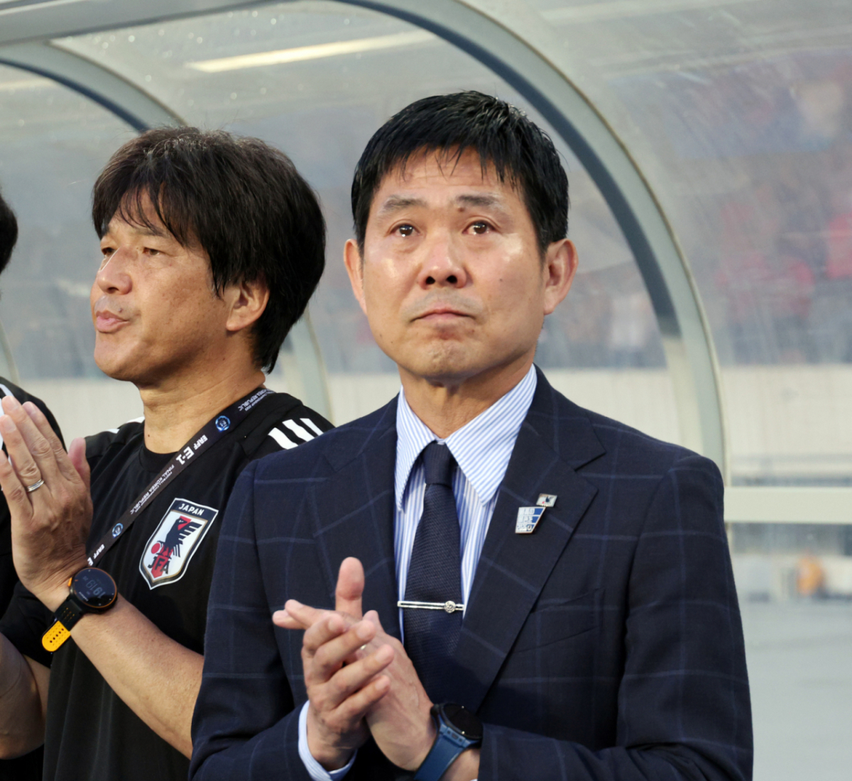 일본 모리야스 감독이 15일 용인미르종합운동장에서 열린 2025 동아시아축구연맹(EAFF) E-1 챔피언십(동아시안컵) 일본과의 최종전에서 지휘하고 있다. 2025.07.15. /사진=강영조 cameratalks@