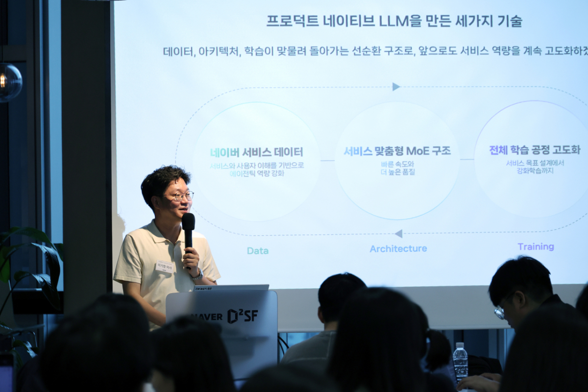 이기창 네이버클라우드 하이퍼스케일 AI 모델 이사가 발표하고 있다. 2026.07.03./사진제공=네이버