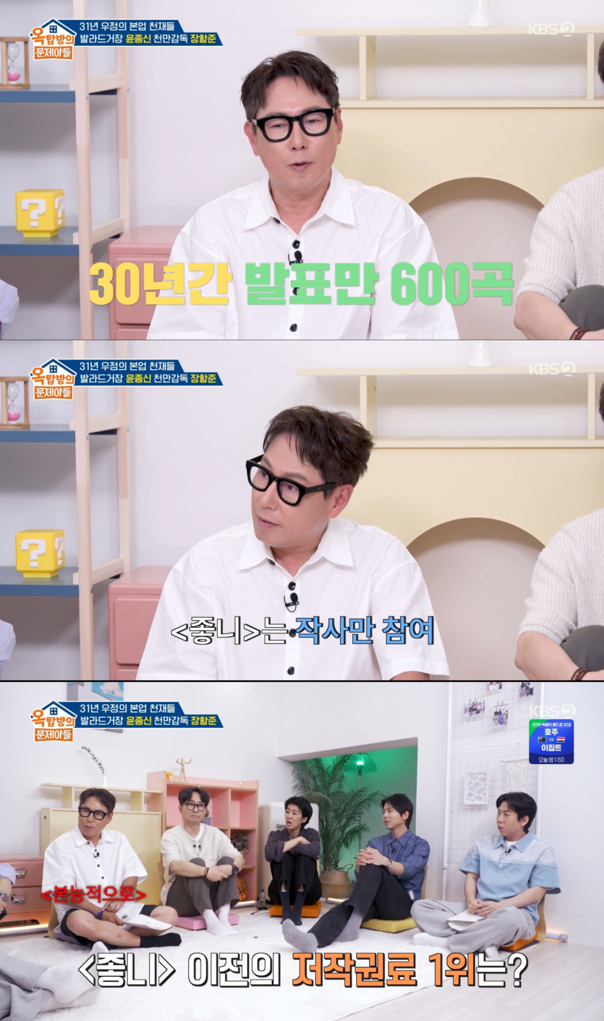 '좋니', '본능적으로' 노래로 저작권료 수익을 올린 윤종신. /사진=KBS2 '옥탑방의 문제아들' 캡처