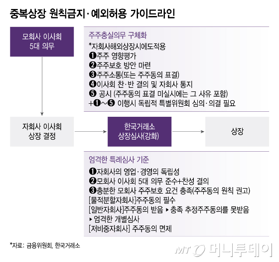 중복상장 원칙금지·예외허용 가이드라인/그래픽=이지혜