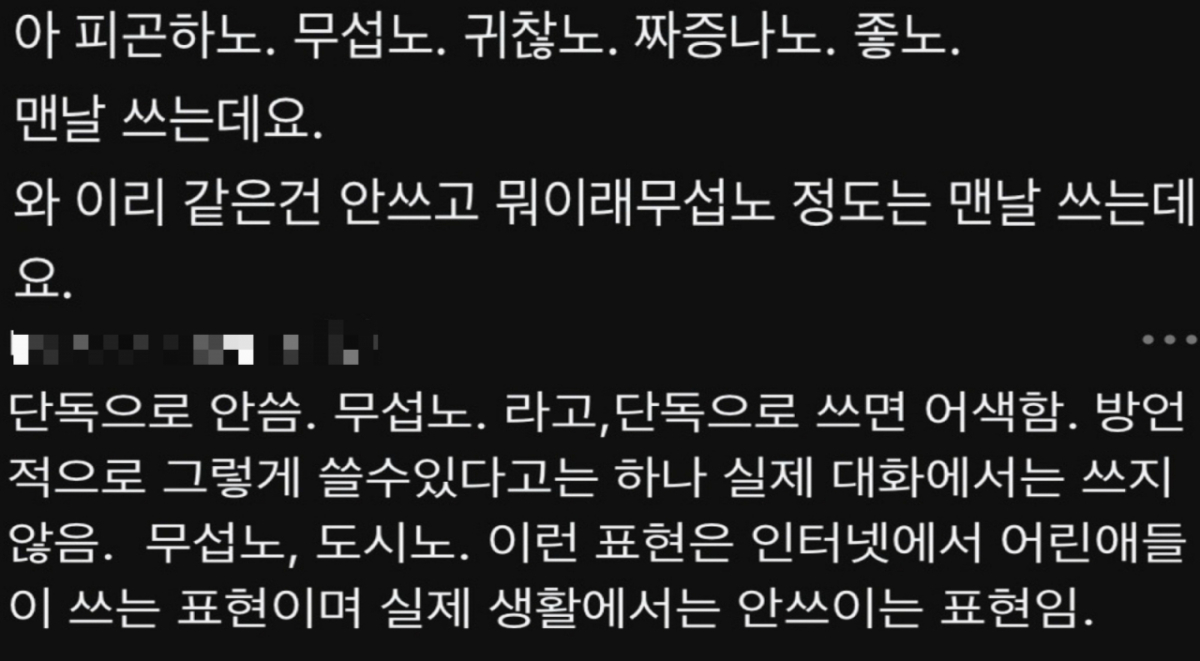 SNS상에는 '무섭노' 발언의 일베 표현 여부를 두고 갑론을박이 이어지고 있다./사진=스레드(Threads) 갈무리.
