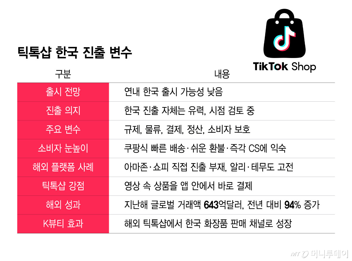 틱톡샵 한국 진출 변수/그래픽=윤선정