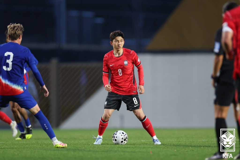23세 이하(U23) 축구대표팀 연습경기에 나선 서재민. /사진=대한축구협회 제공