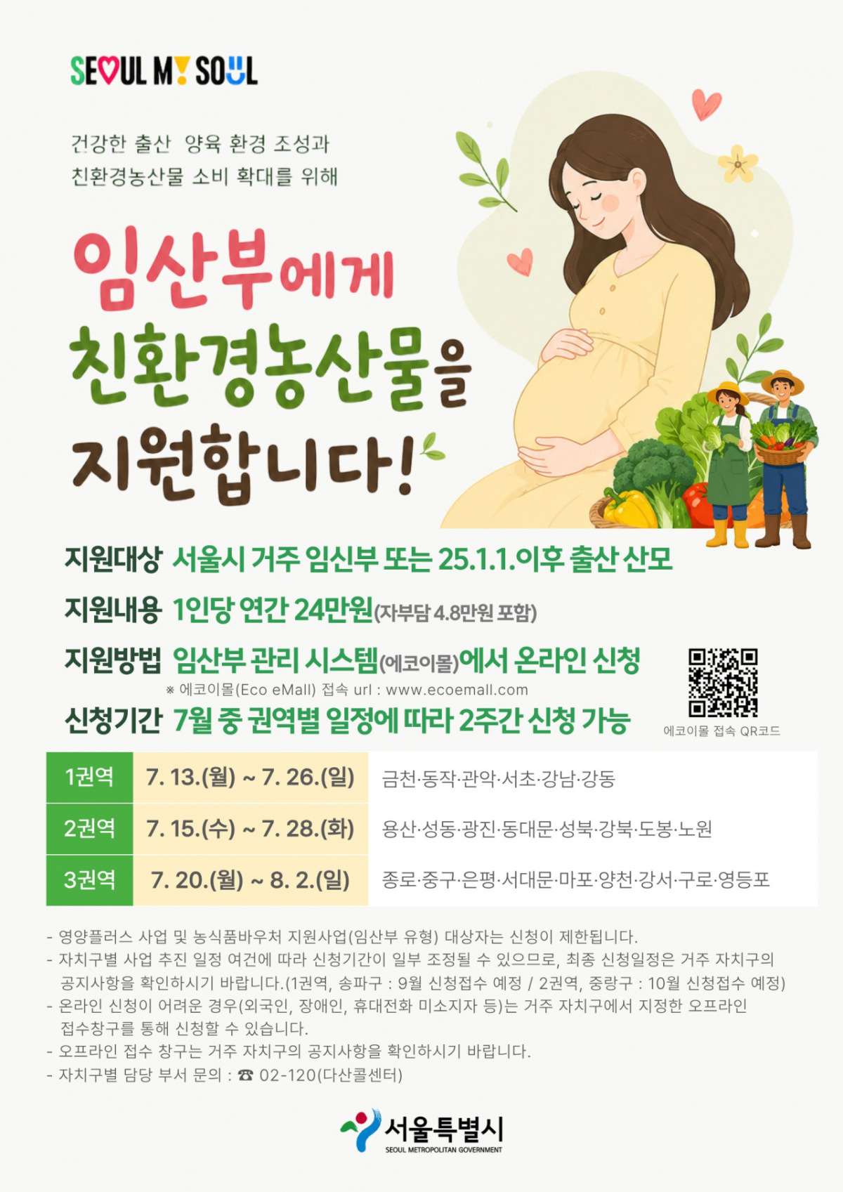 서울시는 '임산부 친환경농산물 지원사업' 신청 접수를 시작한다고 9일 밝혔다./사진제공=서울시