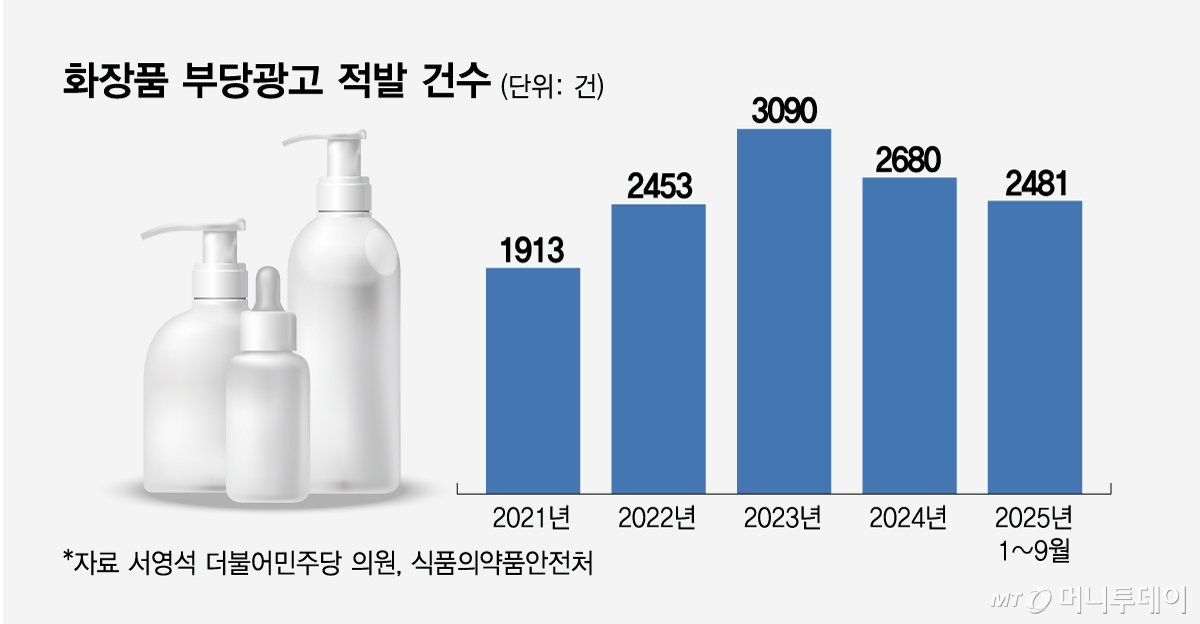 화장품 부당광고 적발 건수/그래픽=임종철