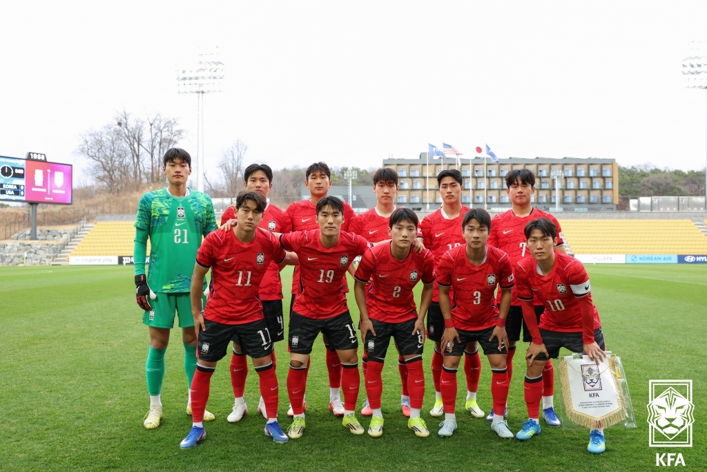 지난 3월 미국과의 연습경기에 나선 23세 이하(U23) 대표팀. /사진=대한축구협회 제공
