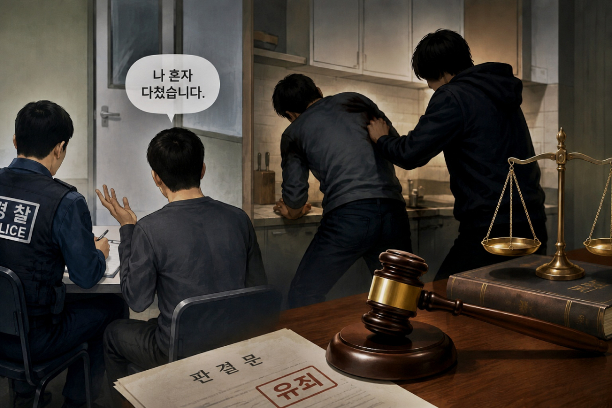 친동생이 휘두른 흉기에 찔린 형이 "스스로 다쳤다"며 범행을 숨겨주려 했으나 결국 유죄 판결을 막지는 못했다. 기사 이해를 돕기 위해 AI(인공지능)가 생성한 이미지./사진=챗GPT