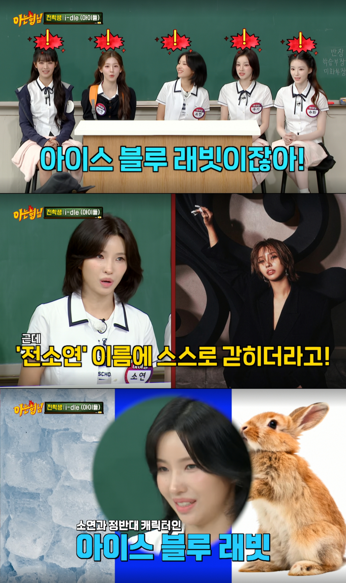 반대 이미지를 붙여 예명을 지은 소연. /사진=JTBC '아는 형님' 캡처