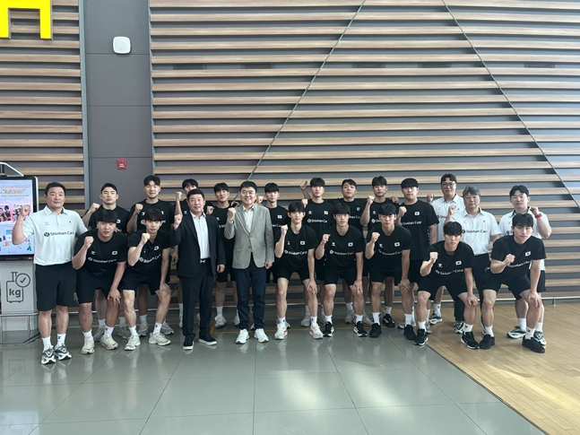 출국하는 U-20 남자 핸드볼 대표팀. /사진=대한핸드볼협회
