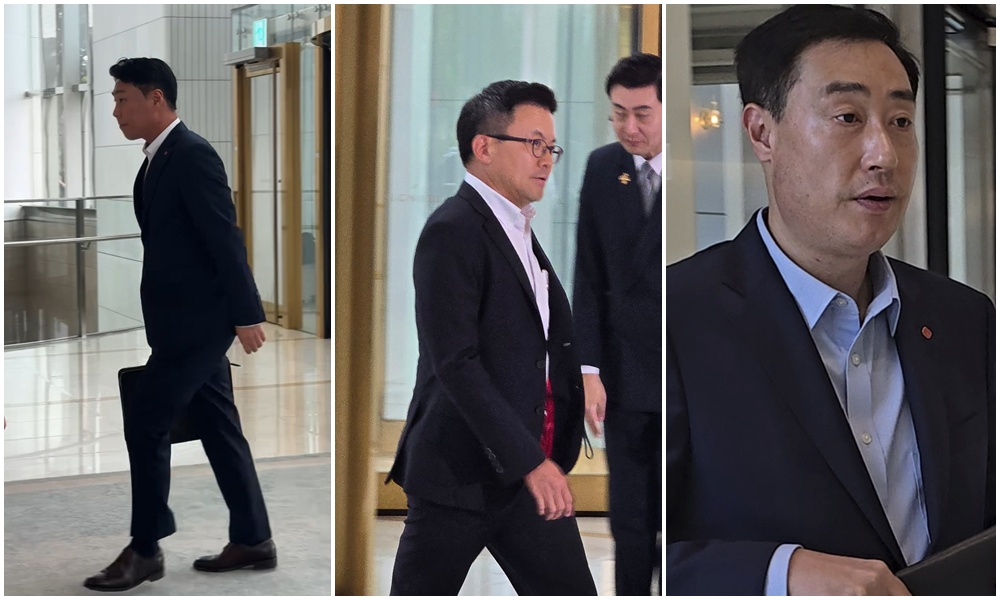 왼쪽부터 정현석 롯데백화점 대표, 김대일 코리아세븐 대표, 김동하 롯데면세점 대표./사진=VCM 공동취재단