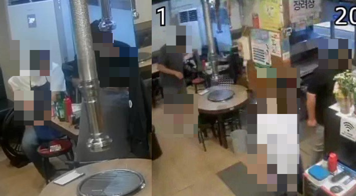 지난 4일 오후 경기 구리시 한 닭갈빗집에서 남성 셋이 12만원 상당 식사를 한 뒤 계산하지 않고 도주하는 '먹튀' 사건이 발생했다. /사진=보배드림 갈무리