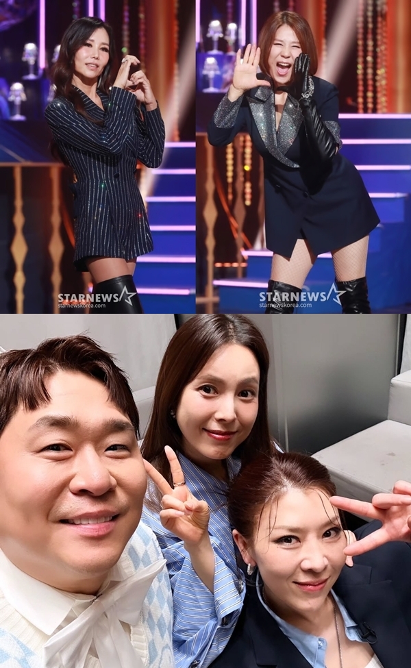 박미경, 신효범, 거북이 지이·금비와 문세윤./사진=스타뉴스 DB(사진 위), 지이 인스타그램(사진 아래)