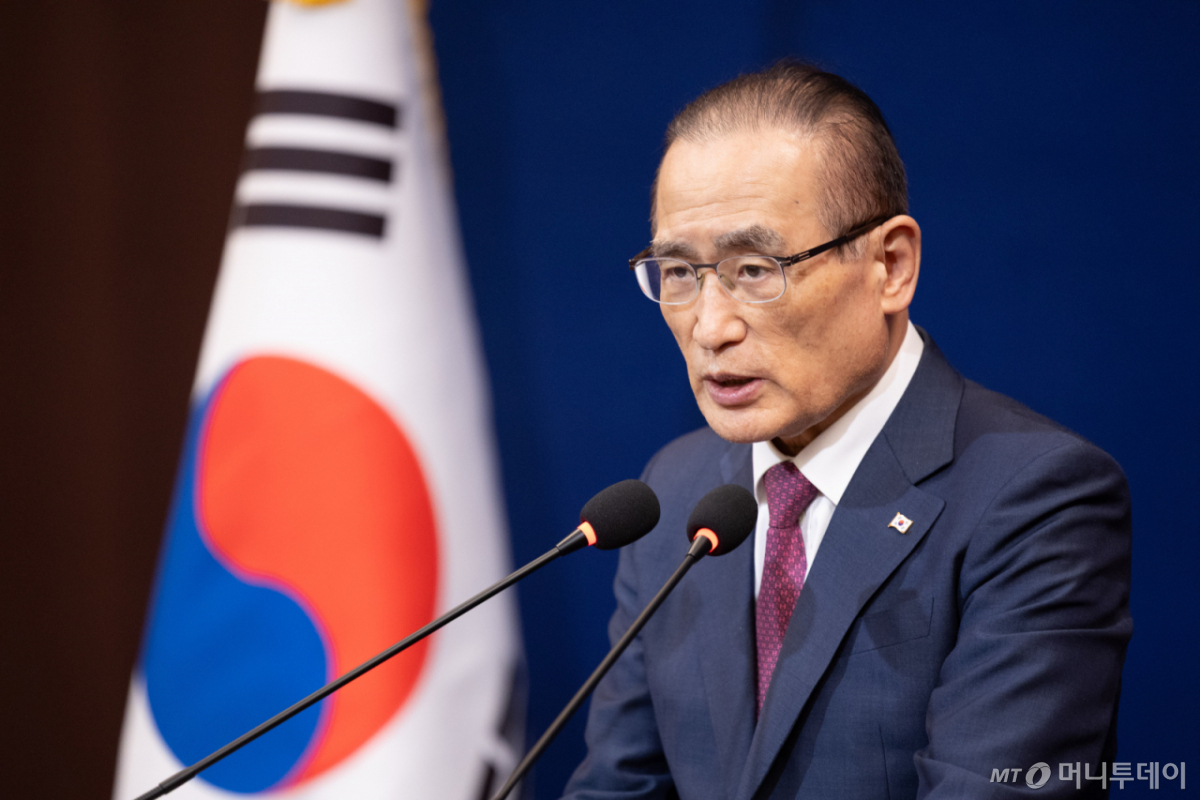 (앙카라(튀르키예)=뉴스1) 이재명 기자 = 위성락 안보실장이 8일 튀르키예 앙카라 대한민국 프레스센터에서 순방 일정 브리핑을 하고 있다. 2026.7.8/뉴스1 Copyright © 뉴스1. All rights reserved. 무단 전재 및 재배포, AI학습 이용 금지. /사진=(앙카라(튀르키예)=뉴스1) 이재명 기자