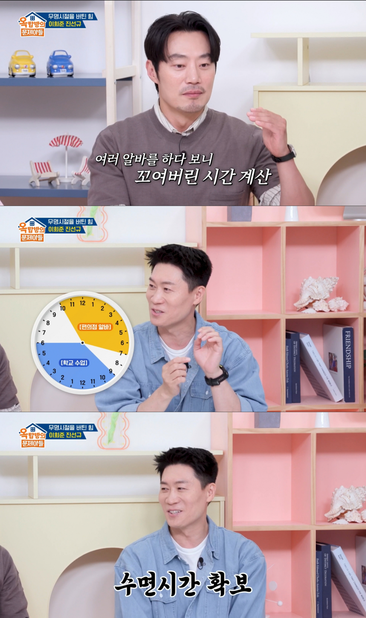 수면 시간을 빼고 아르바이트 스케줄을 짰던 진선규. /사진=KBS2 '옥탑방의 문제아들' 캡처