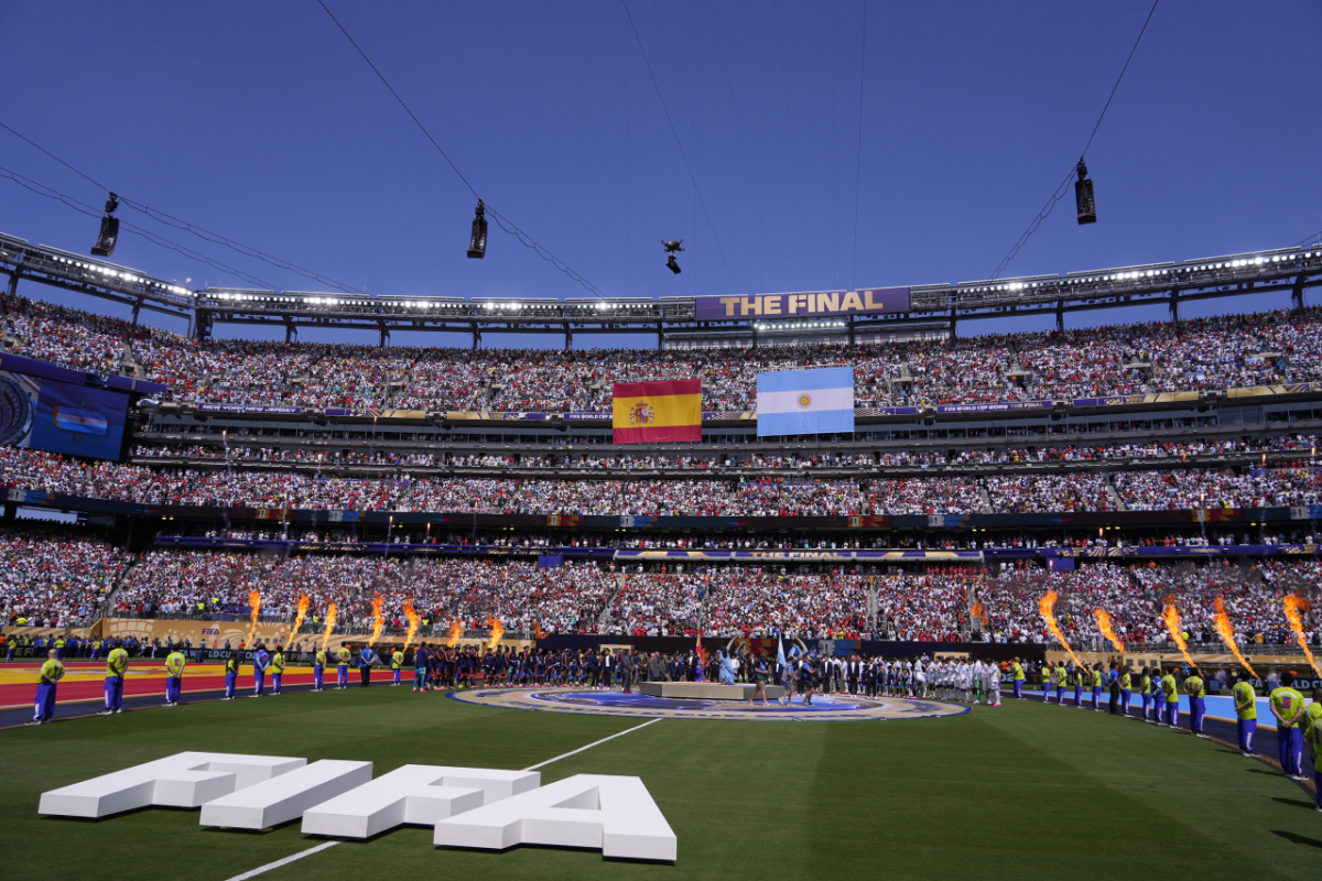 20일 스페인과 아르헨티나의 2026 국제축구연맹(FIFA) 북중미 월드컵 결승전이 열린 미국 뉴욕 뉴저지 스타디움. /로이터=뉴스1