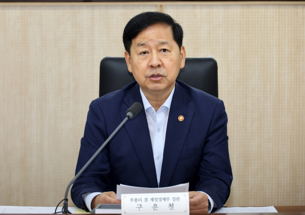 구윤철 부총리 겸 재정경제부 장관이 20일 오전 세종시 정부세종청사에서 열린 제271차 대외경제장관회의에서 발언하고 있다./사진제공=뉴시스