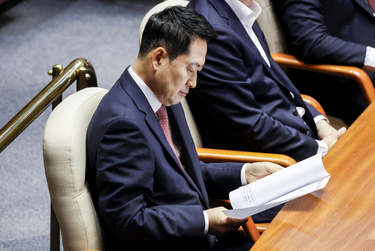 장동혁 국민의힘 대표가 20일 서울 여의도 국회에서 열린 제437회 국회(임시회) 제1차 본회의에 참석해 있다. /사진=뉴시스