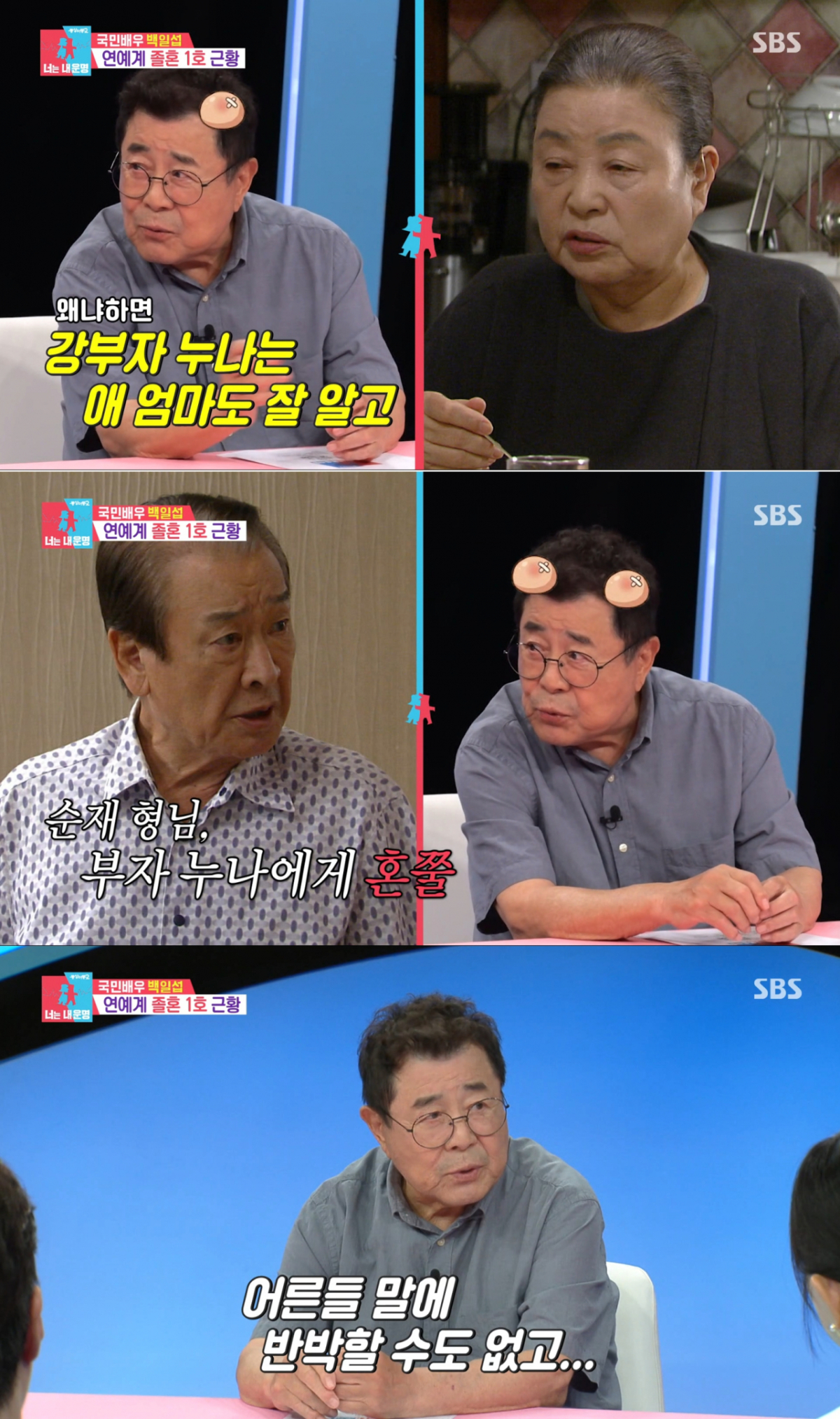 졸혼 문제로 강부자, 故이순재에게 혼난 백일섭. /사진=SBS '동상이몽2-너는 내 운명' 캡처