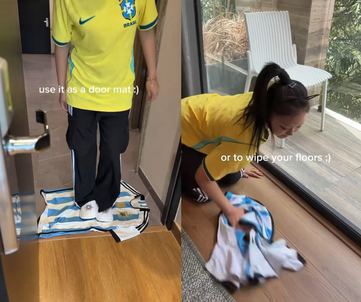 한국-체코전에서 멕시코 관중에게 '눈 찢기' 제스처를 당했던 유튜버 이노냥이 아르헨티나 국가대표 리오넬 메시 유니폼을 함부로 다루는 영상을 올려 뭇매를 맞고 있다. /사진=유튜브 갈무리