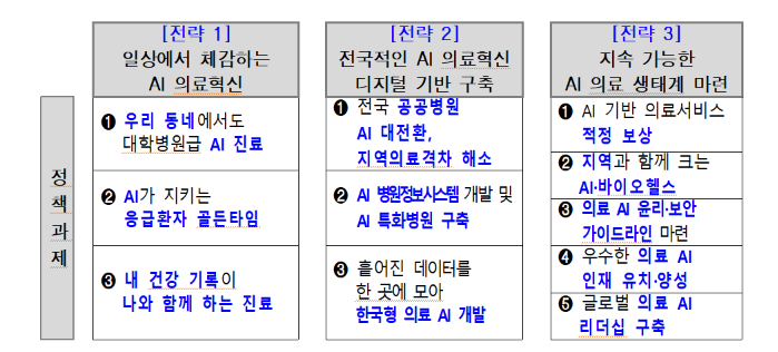 ‘AI 기본의료 전략’ 핵심 과제./사진=보건복지부