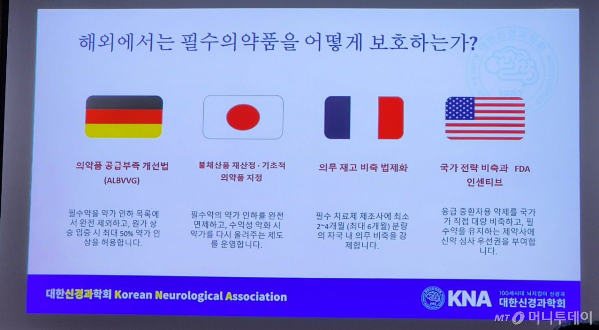 이날 대한신경과학회는 해외에서 필수의약품을 어떻게 보호하는지에 대한 시스템을 모범 사례로 들었다. /사진=정심교 기자
