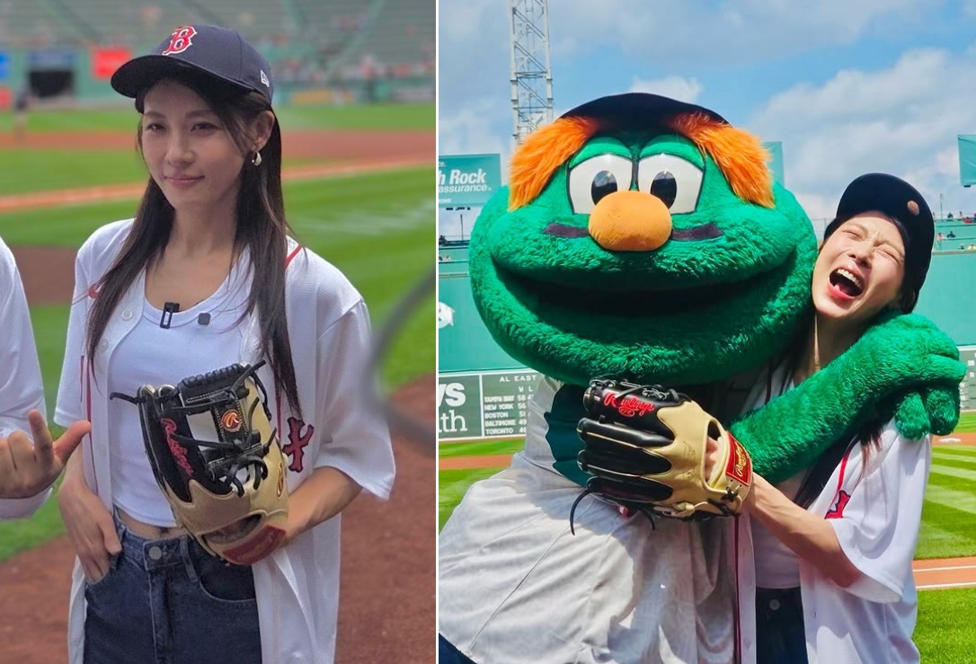 배우 하지원이 22일(현지 시간) 미 매사추세츠주 보스턴 펜웨이파크에서 열린 2026 메이저리그(MLB) 보스턴 레드삭스와 볼티모어 오리올스의 더블헤더 1차전에 앞서 시구를 준비 중인 모습. 한국 배우 최초로 MLB 시구에 나선 하지원은 포수 자리에 앉은 레드삭스 출신 김병현에게 공을 던졌고, 이후 보스턴이 6-3으로 승리하면서 '승리 요정'이 됐다./사진=하지원 인스타그램