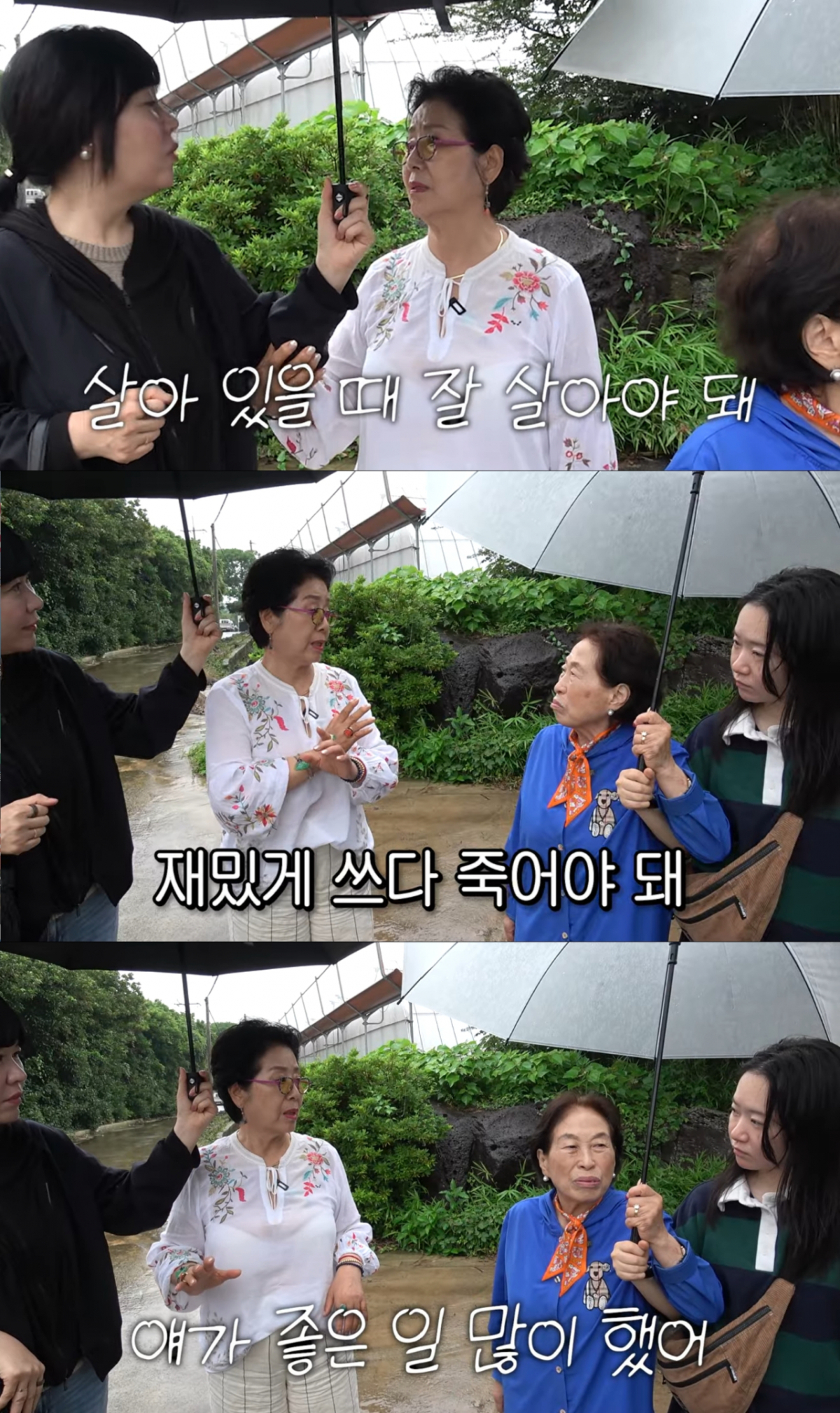 여운계 별장 앞에서 발길을 돌리는 선우용여와 전원주. /사진=유튜브 '순풍 선우용여' 캡처