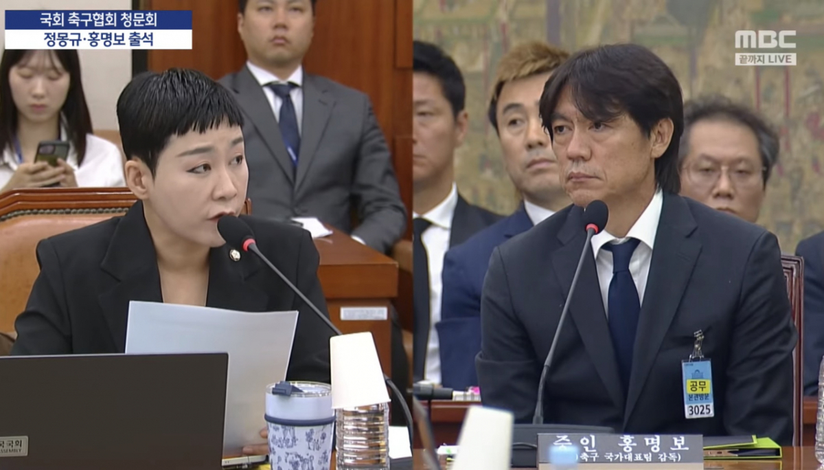 김재원 조국혁신당 의원(왼쪽)과 홍명보 전 국가대표팀 감독(오른쪽). /사진=MBC 뉴스