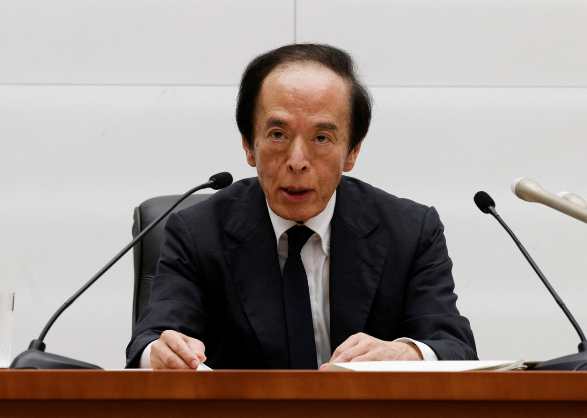 우에다 가즈오 일본은행(BOJ) 총재가 31일 금융정책결정회의 종료 기자회견에 참석해 발언하고 있다. /로이터=뉴스1
