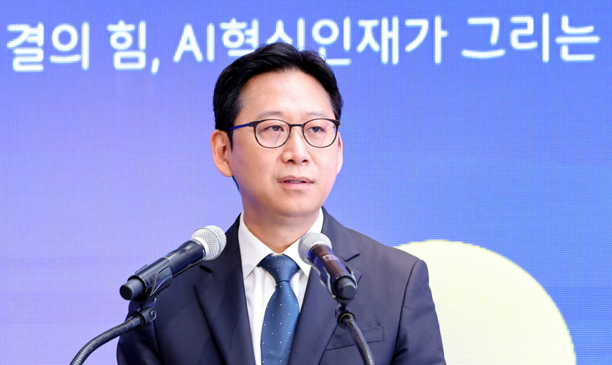 배경훈 부총리 겸 과기정통부 장관이 서울 강남구 코엑스 더플라츠에서 열린 '2026 대한민국 AI 혁신인재 커넥트' 개회식에서 개회사를 하고 있다. /사진=뉴스1