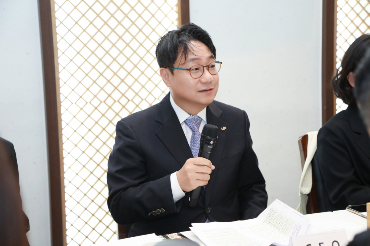 이성훈 한국토지주택공사(LH) 사장이 6일 서울에서 기자간담회를 열고 발언하고 있다./사진제공=LH