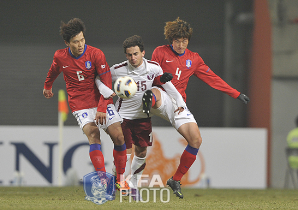지난 2012 런던 올림픽 최종예선 카타르전 경기 모습. 당시 경기를 진행한 심판진은 대한축구협회의 성접대 대상이었다. /사진=대한축구협회 제공