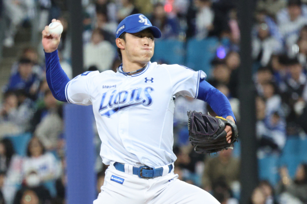 2026 신한 SOL KBO리그 삼성 라이온즈 대 SSG 랜더스 경기가 22일 대구 삼성라이온즈파크에서 열렸다.  삼성 미야지가 역투하고 있다. /사진=김진경 kim.jinkyung@