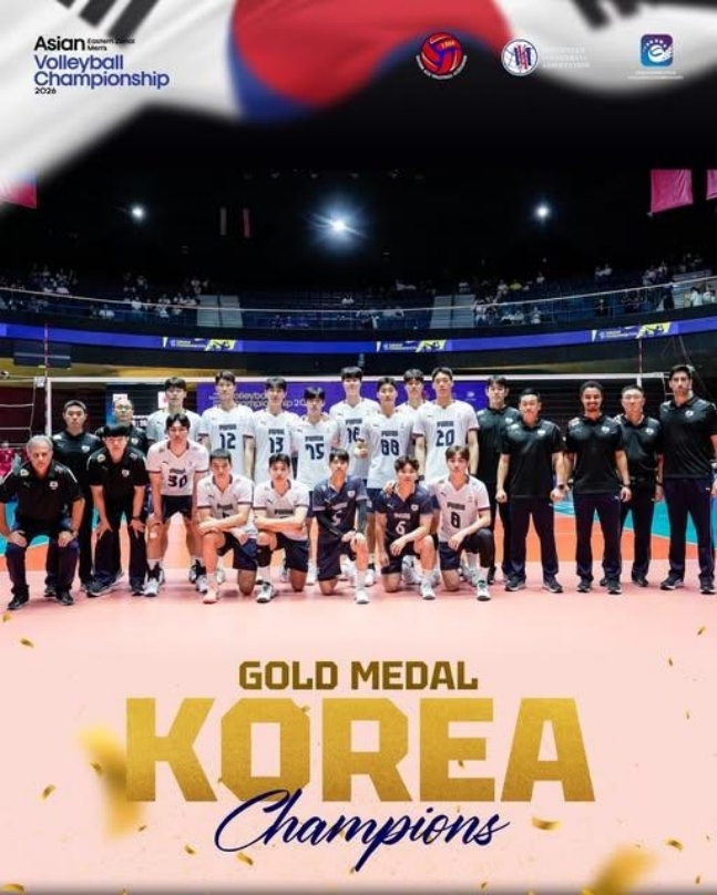 9일 우승을 차지한 한국 남자배구 대표팀이 기념촬영을 하고 있다. /사진=몽골배구협회 SNS