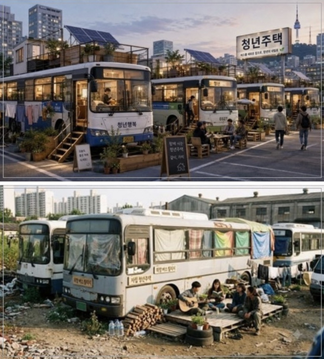 AI로 제작한 '버스하우스' 가상 이미지. /사진=온라인 커뮤니티 캡처